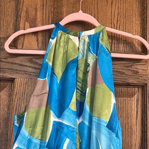 Vibrant Blue and Green Halter Dress - Picture 4 of 6